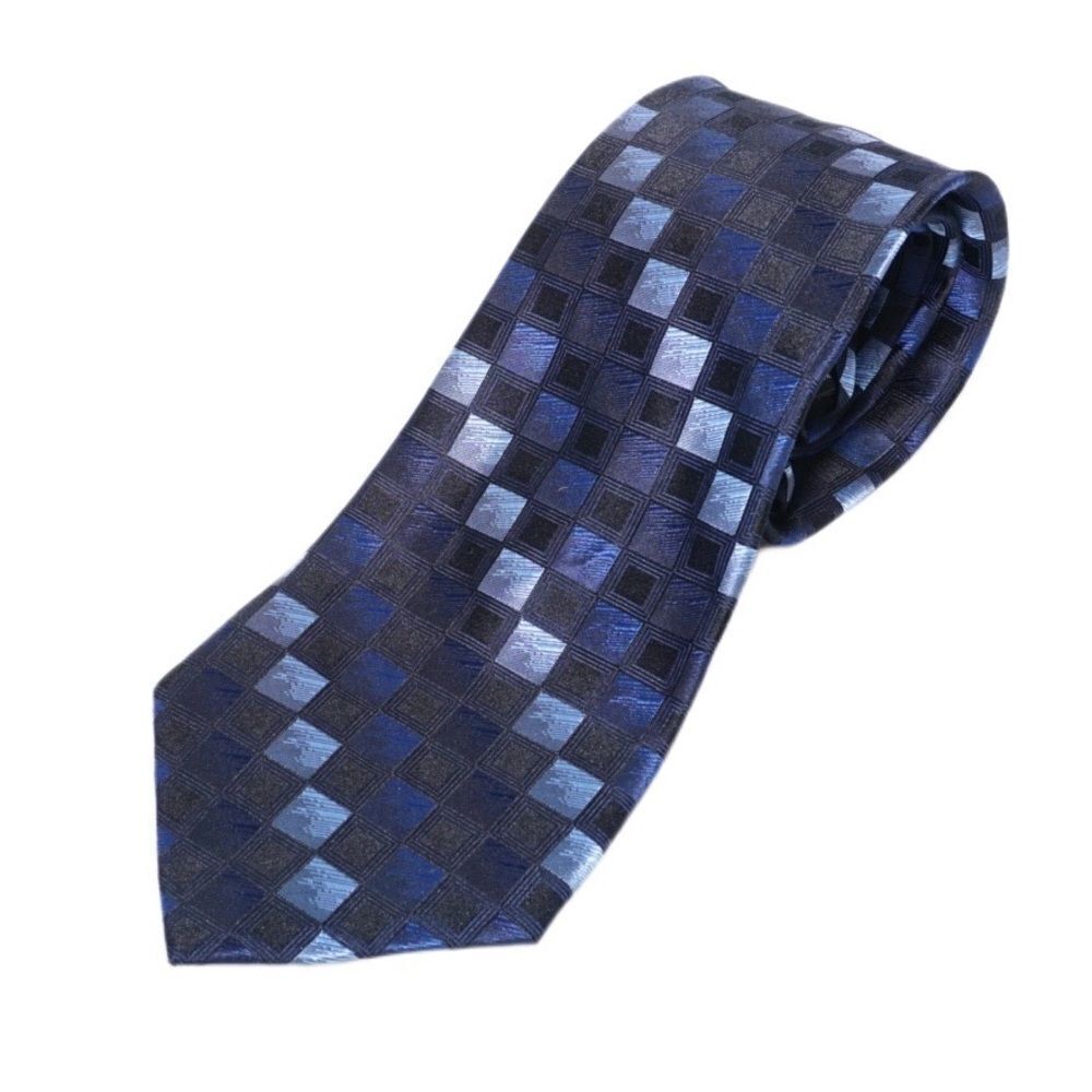 Daniel Gray Blue SIlk Square Patterned Tie